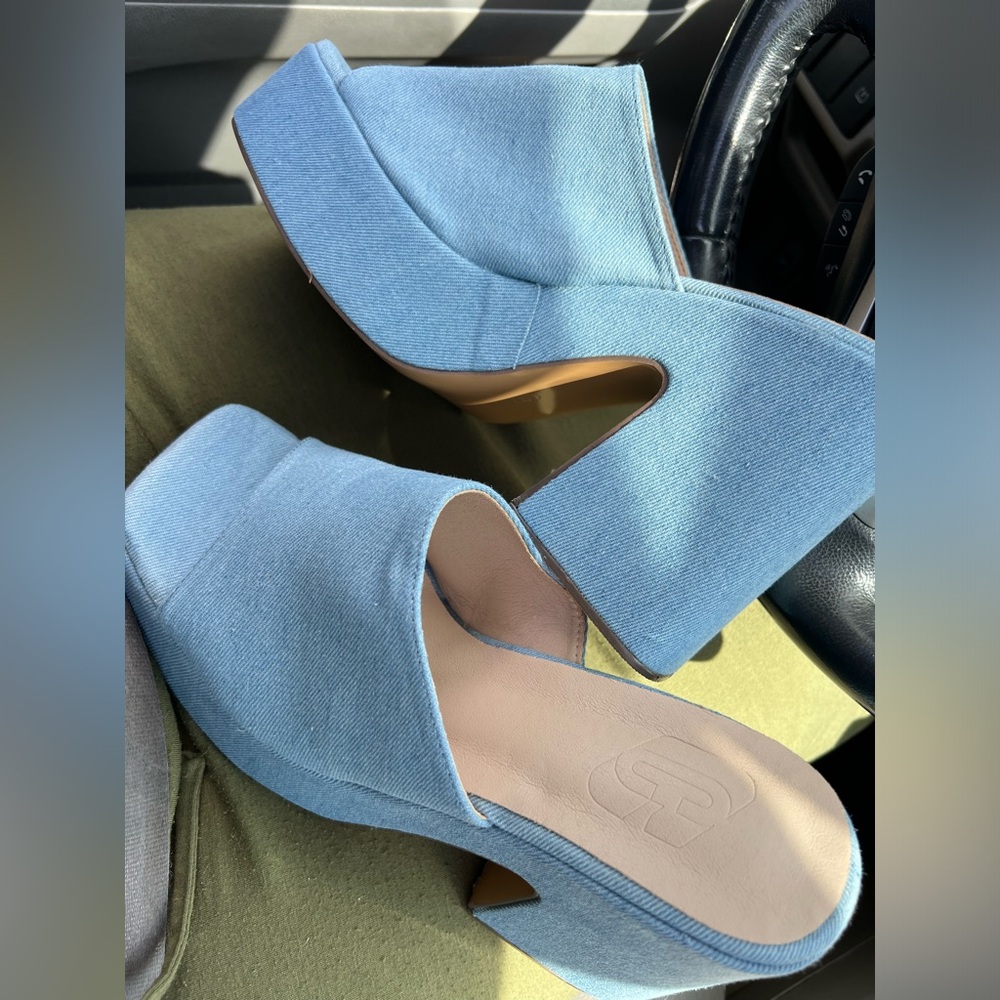 Baby Blue Jean Platform Chunky Shoes